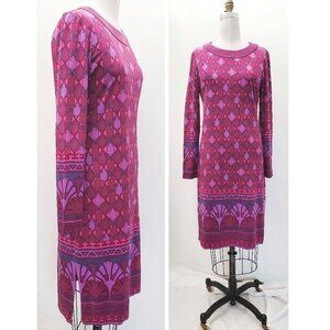 Tory Burch Women's Long Sleeve Silk Jersey Purple Pull Over Dress M